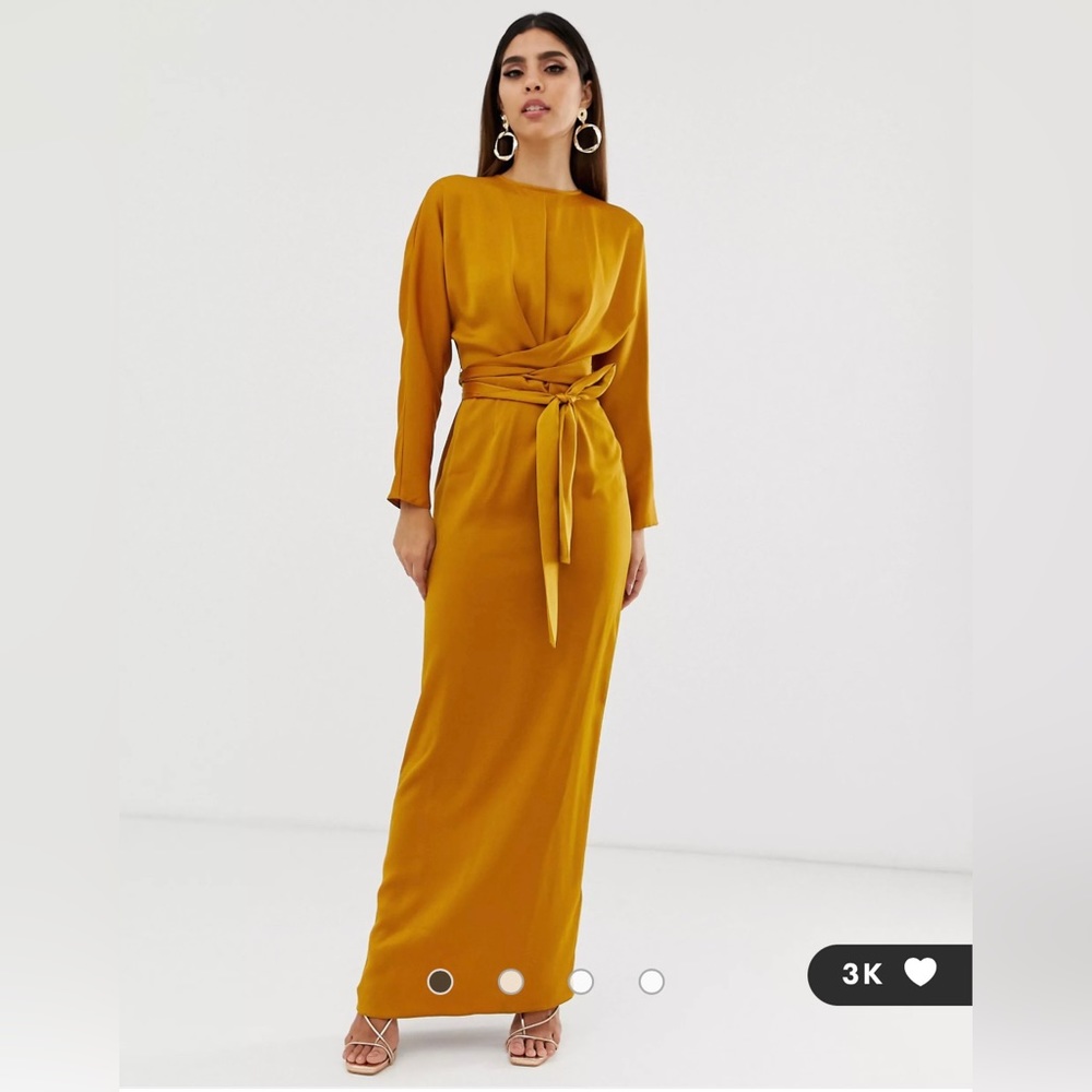Yellow satin maxi dress